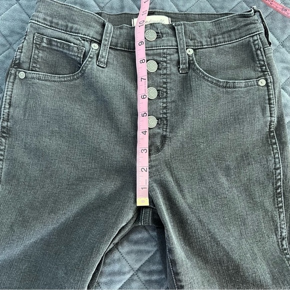 Madewell Jeans Women 27 P 10” Inch High Rise Skinny Button Fly Washed Black Clo - Picture 7 of 11